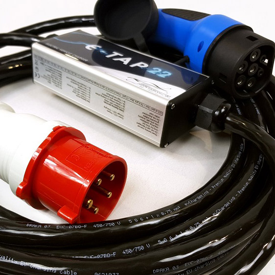 Laddare 3-fas - Typ 2 - 3x32A - 22kW - Med Tesla knapp