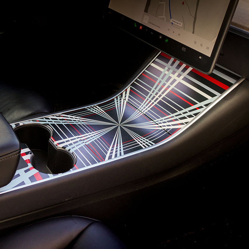 Tesbros - Mittkonsol vinyl Plaid f�r Model 3, 2018-2020